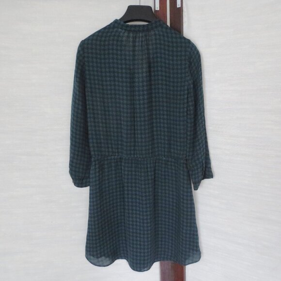 Aritzia Babaton Silk Green and Black Houndstooth Check Bennett Dress Size S - Picture 2 of 6